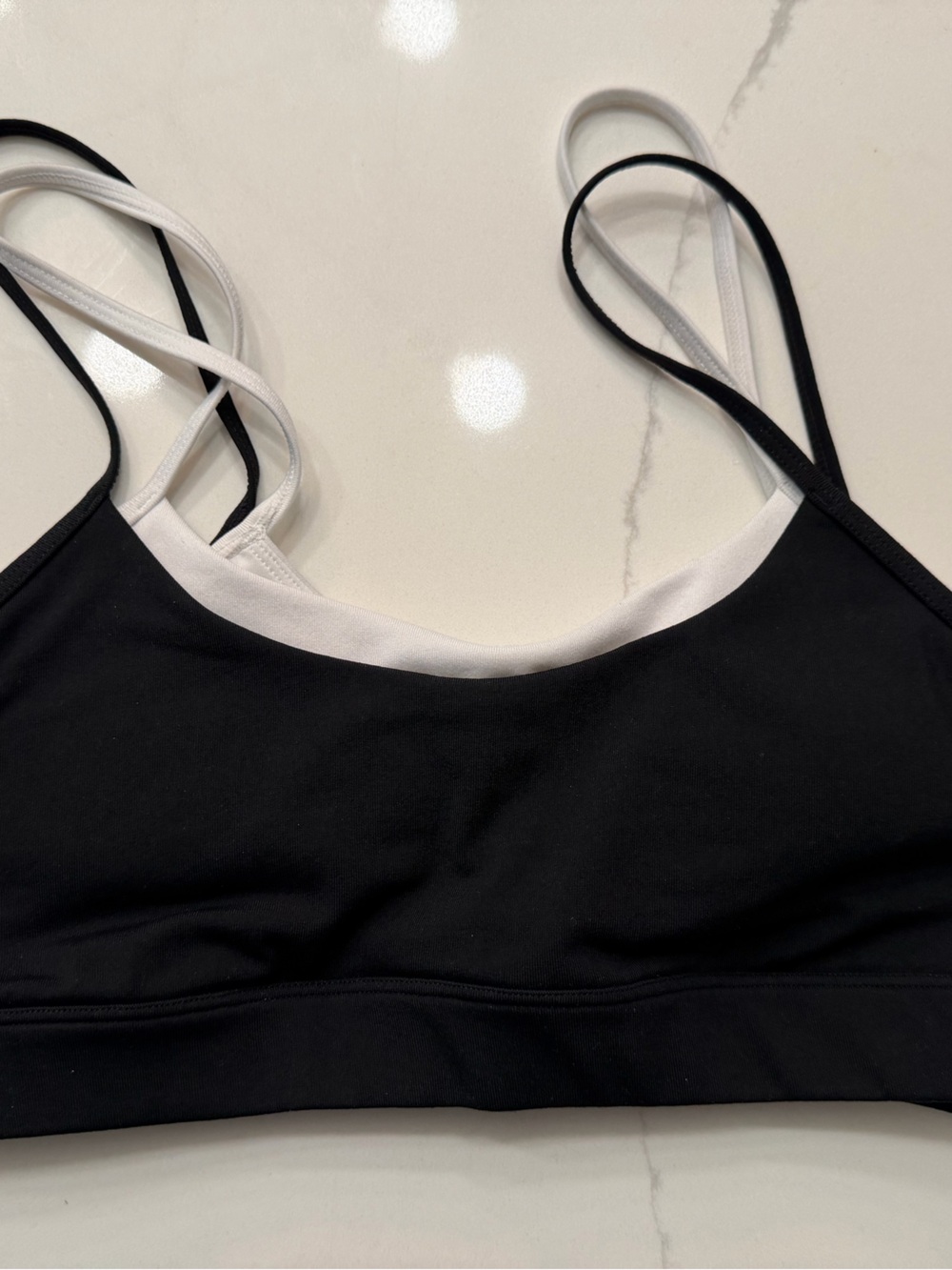 ALO Yoga Black and White Strappy Swim Bralette